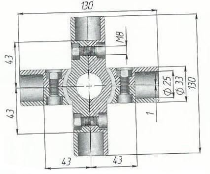 Соединитель перпендикулярный для 5-ти труб