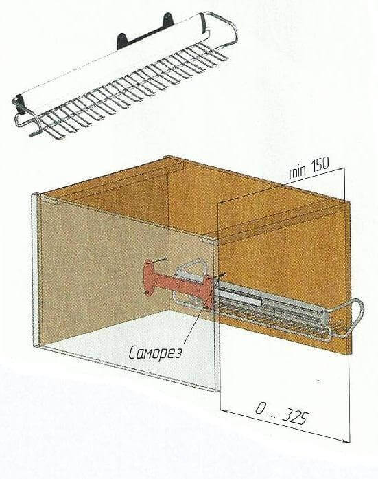 Выдвижная вешалка для галстуков и ремней